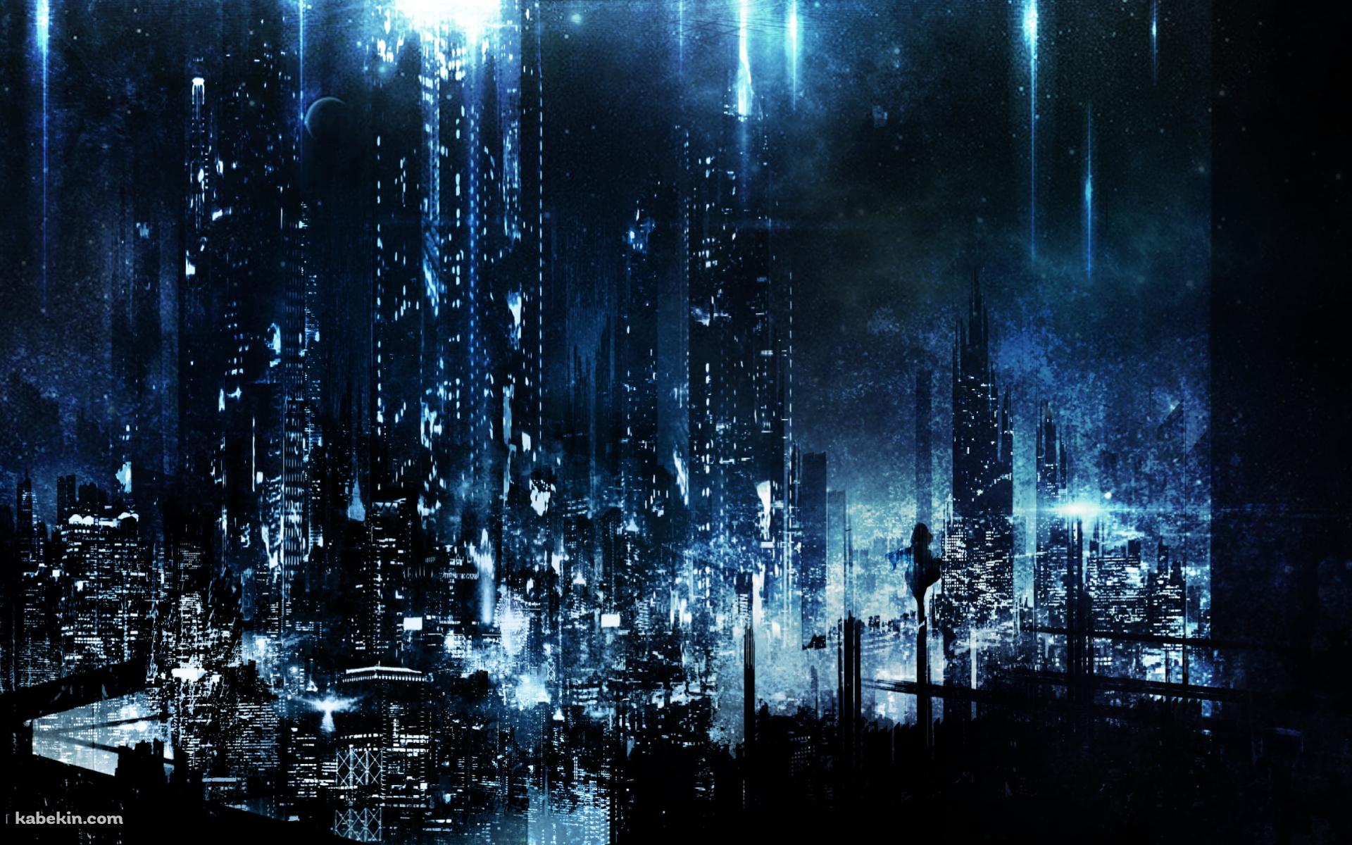青い光が降るビル群 / IA / イア / ボカロ / ボーカロイドの壁紙(1920px x 1200px) 高画質 PC・デスクトップ用