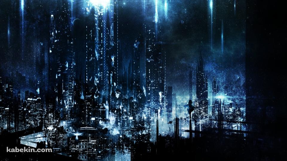 青い光が降るビル群 / IA / イア / ボカロ / ボーカロイドの壁紙(960px x 540px) 高画質 PC・デスクトップ用