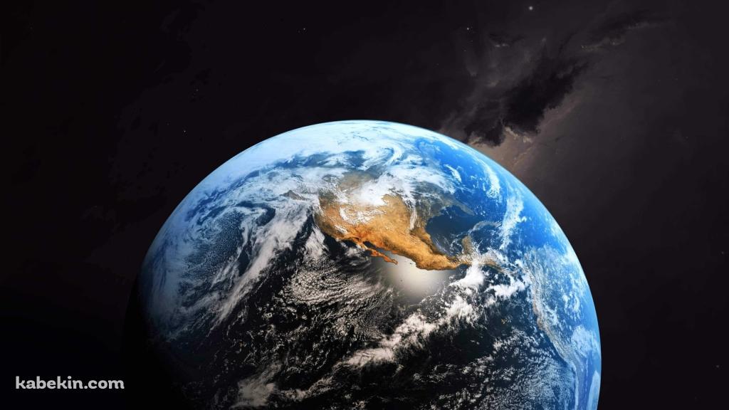 漆黒の宇宙と高精細な地球の壁紙(1024px x 576px) 高画質 PC・デスクトップ用