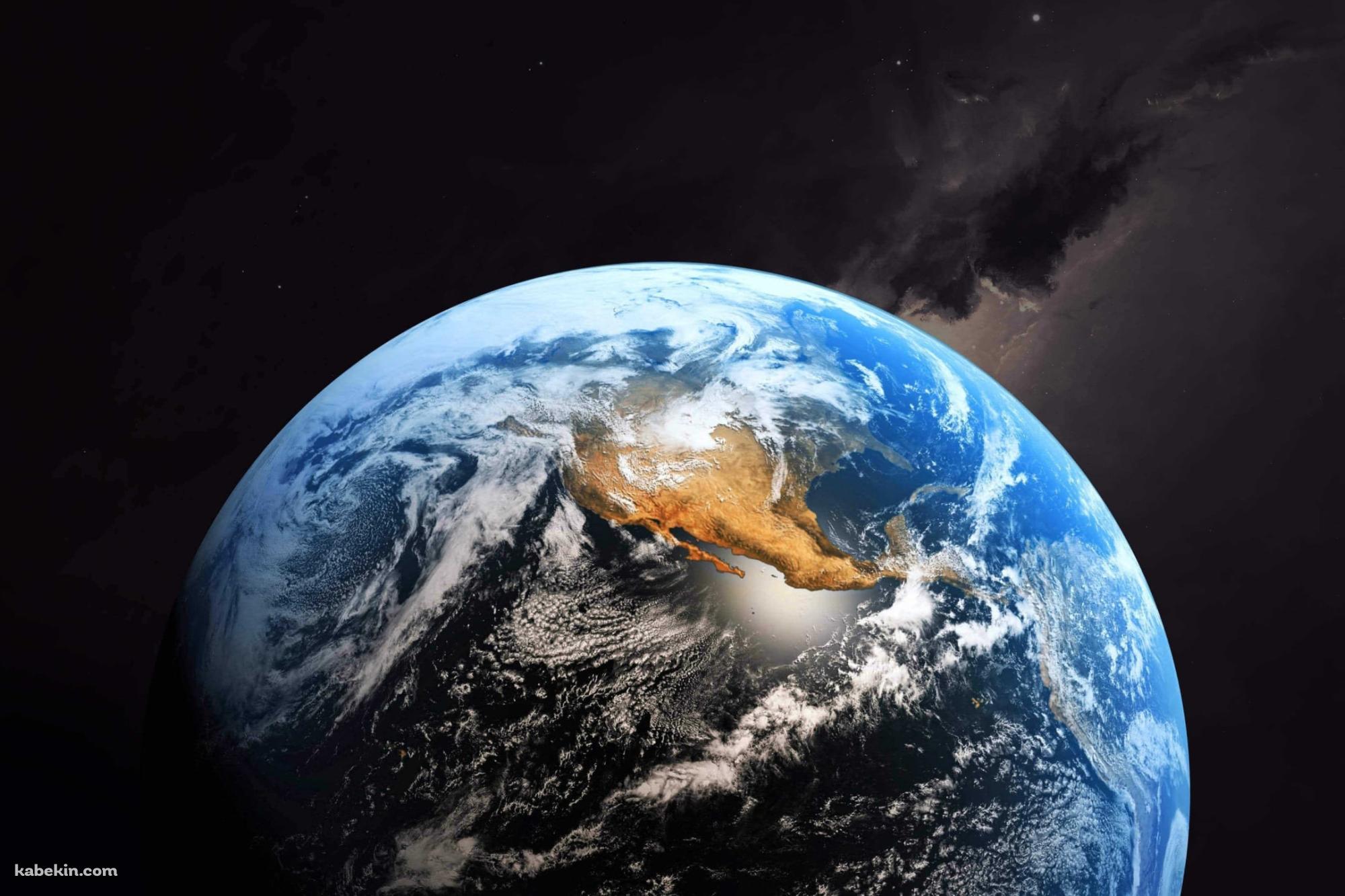 漆黒の宇宙と高精細な地球の壁紙(2000px x 1333px) 高画質 PC・デスクトップ用