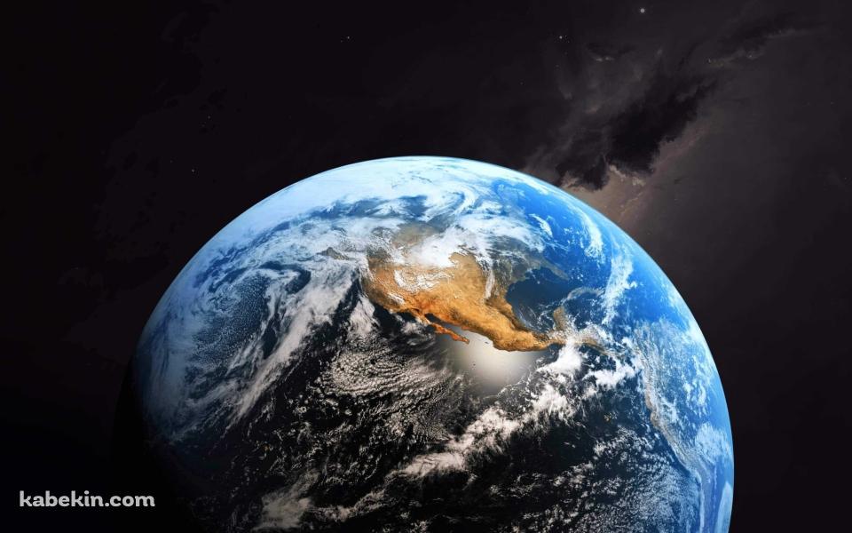 漆黒の宇宙と高精細な地球の壁紙(960px x 600px) 高画質 PC・デスクトップ用