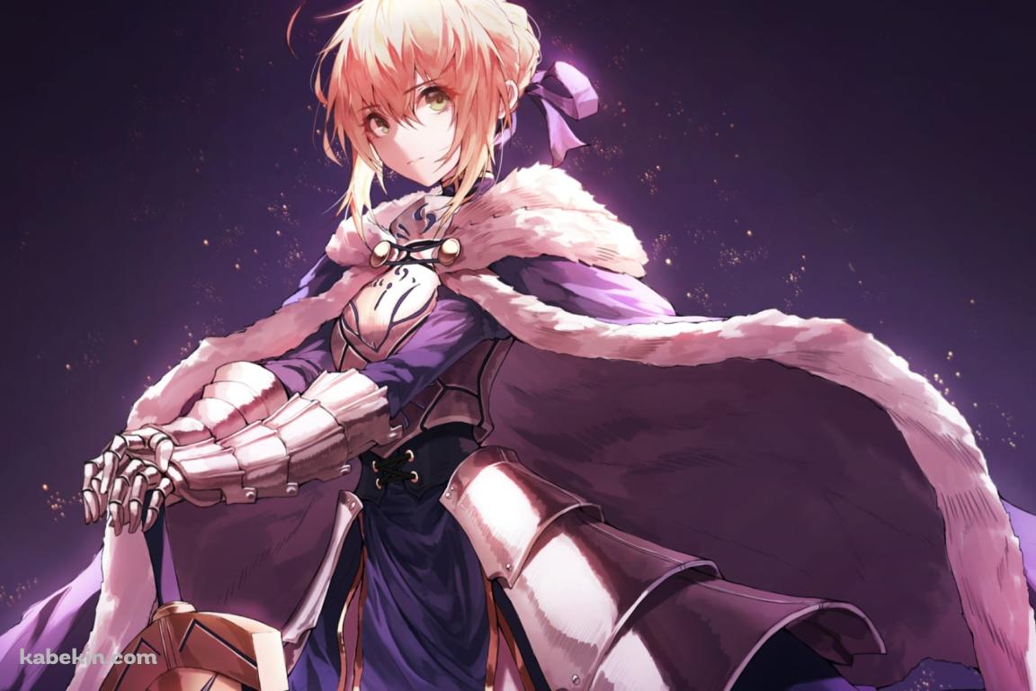 剣にもたれこちらを見つめるアルトリア・ペンドラゴン / セイバー / フェイト/ステイナイトの壁紙(1152px x 768px) 高画質 PC・デスクトップ用