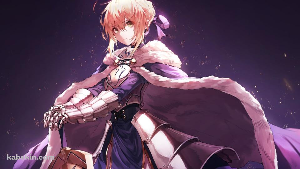 剣にもたれこちらを見つめるアルトリア・ペンドラゴン / セイバー / フェイト/ステイナイトの壁紙(960px x 540px) 高画質 PC・デスクトップ用