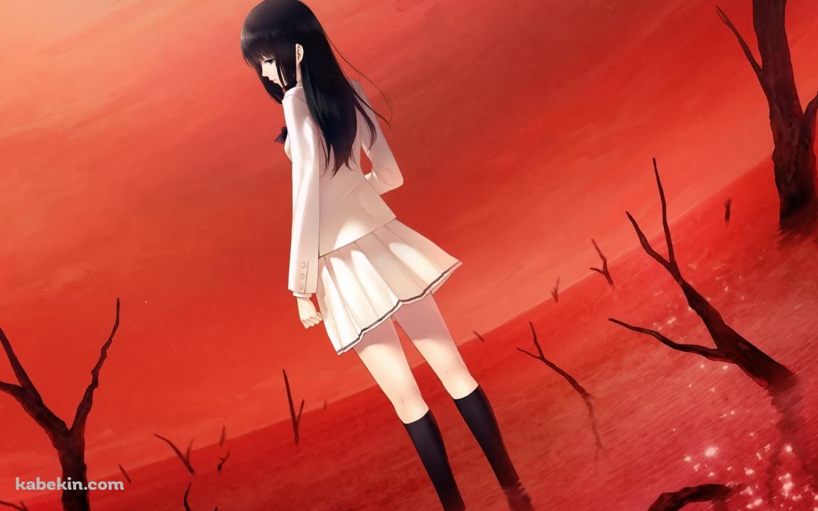 赤い水に足を浸ける朽木 冬子 / 殻ノ少女の壁紙(1152px x 720px) 高画質 PC・デスクトップ用
