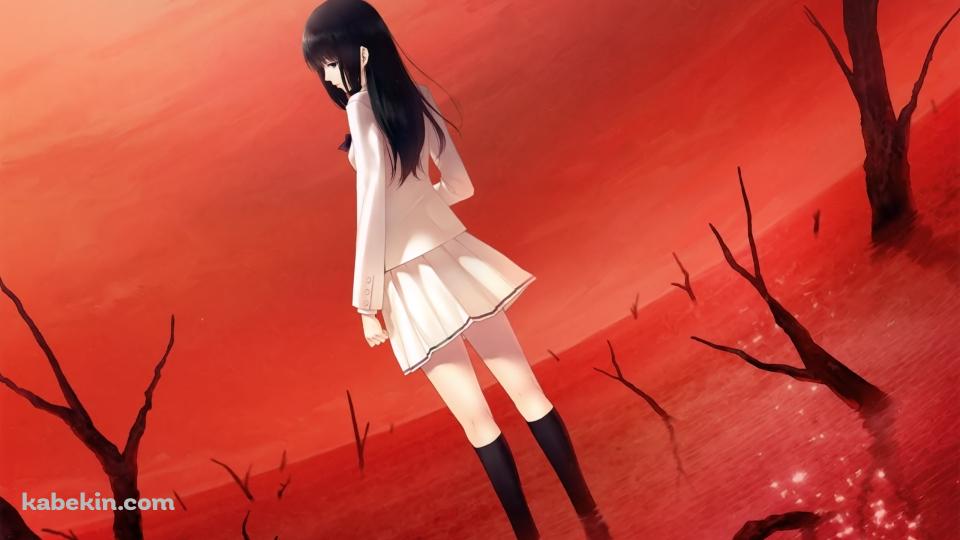 赤い水に足を浸ける朽木 冬子 / 殻ノ少女の壁紙(960px x 540px) 高画質 PC・デスクトップ用