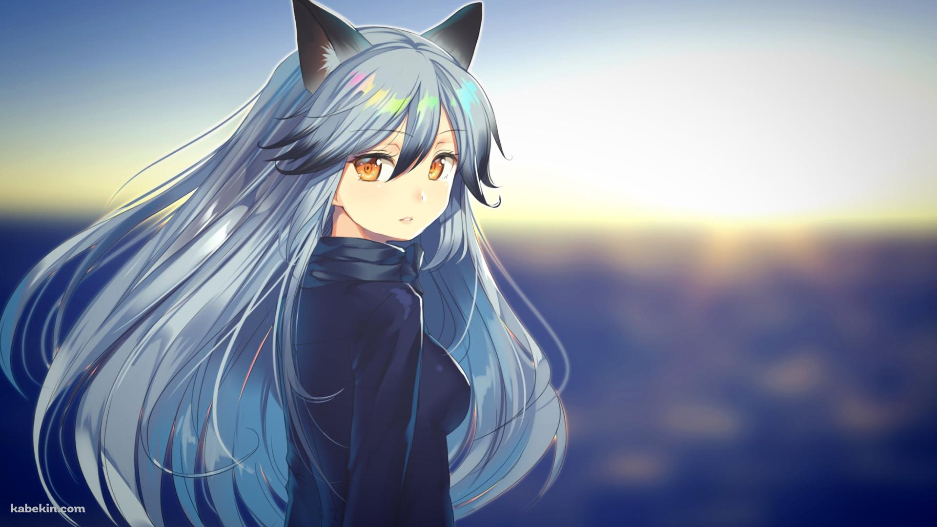 海の前でこちらに振り返るギンギツネ / Silver Fox / けものフレンズの壁紙(1920px x 1080px) 高画質 PC・デスクトップ用