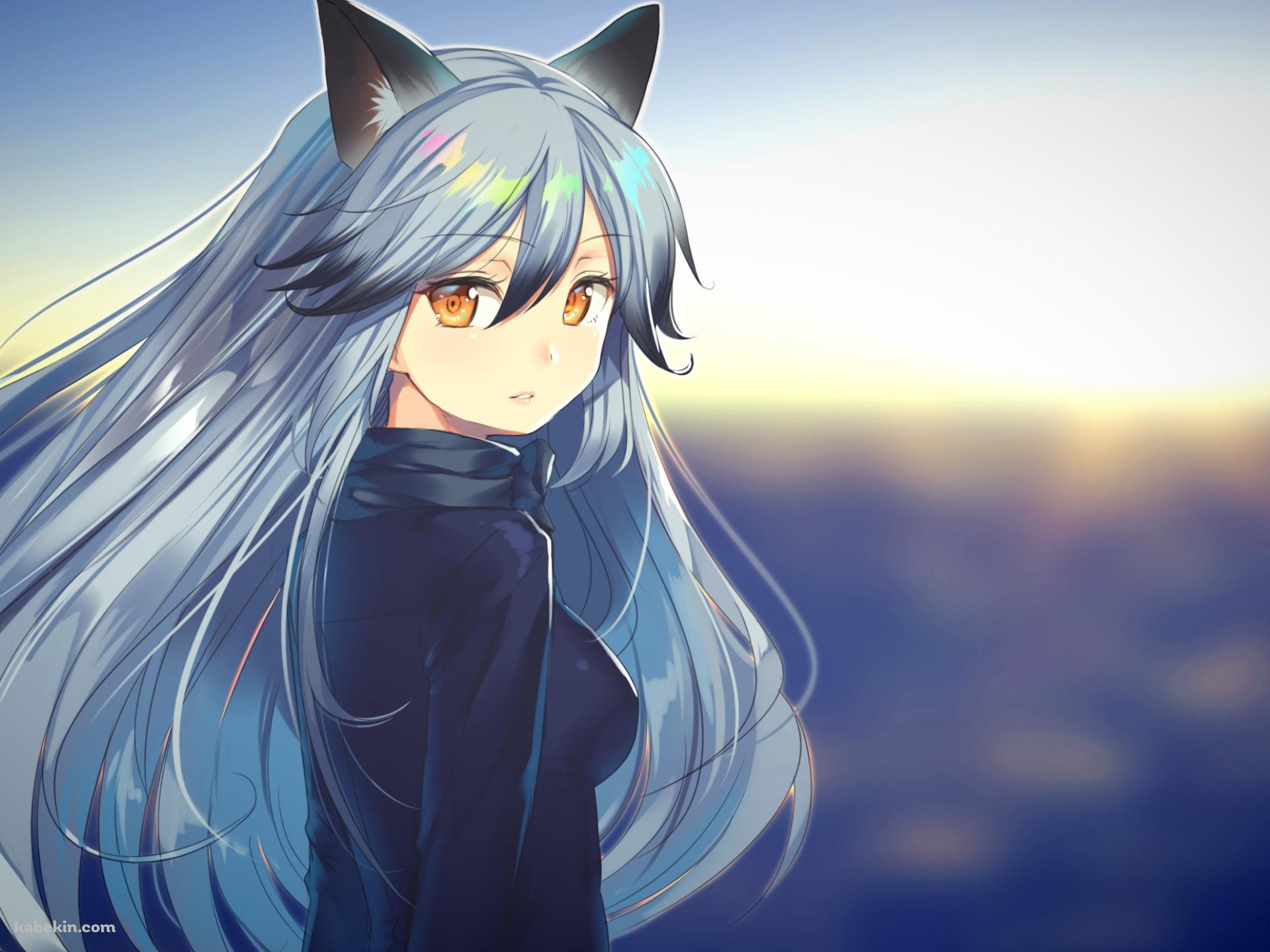 海の前でこちらに振り返るギンギツネ / Silver Fox / けものフレンズの壁紙(1920px x 1440px) 高画質 PC・デスクトップ用