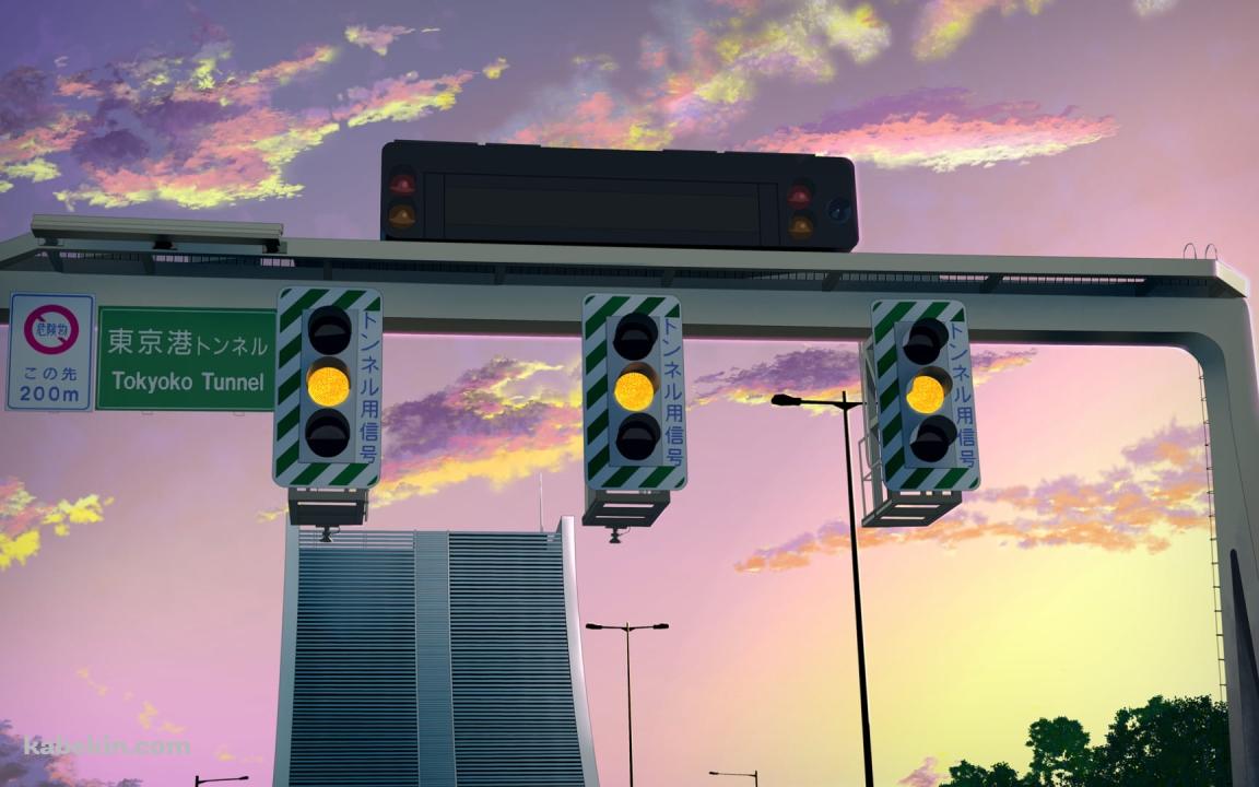 東京港トンネル行きの道 / 信号の壁紙(1152px x 720px) 高画質 PC・デスクトップ用
