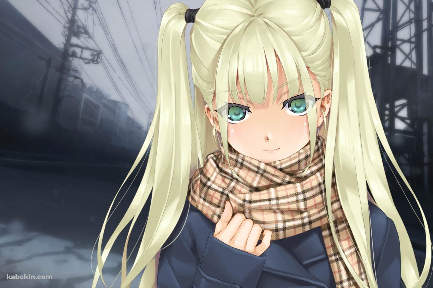 チェックのマフラーを巻いた覡夕摩（かんなぎゆうま） / 美少女万華鏡の壁紙(1440px x 960px) 高画質 PC・デスクトップ用