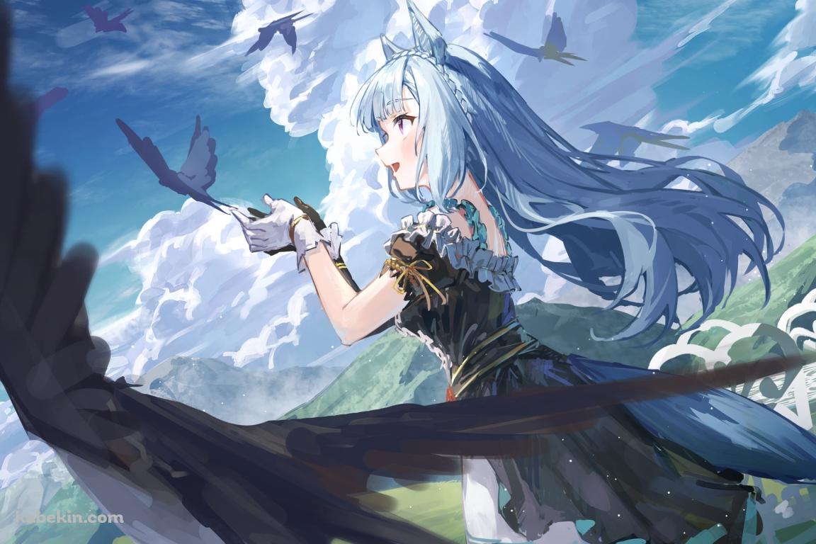 黒い鳥とメジロアルダンと青空 / ウマ娘プリティーダービーの壁紙(1152px x 768px) 高画質 PC・デスクトップ用
