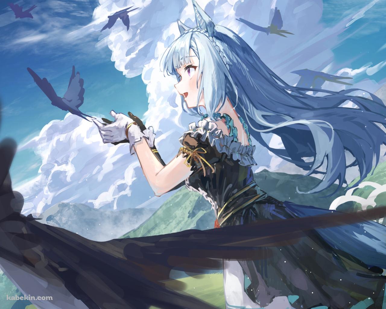黒い鳥とメジロアルダンと青空 / ウマ娘プリティーダービーの壁紙(1280px x 1024px) 高画質 PC・デスクトップ用
