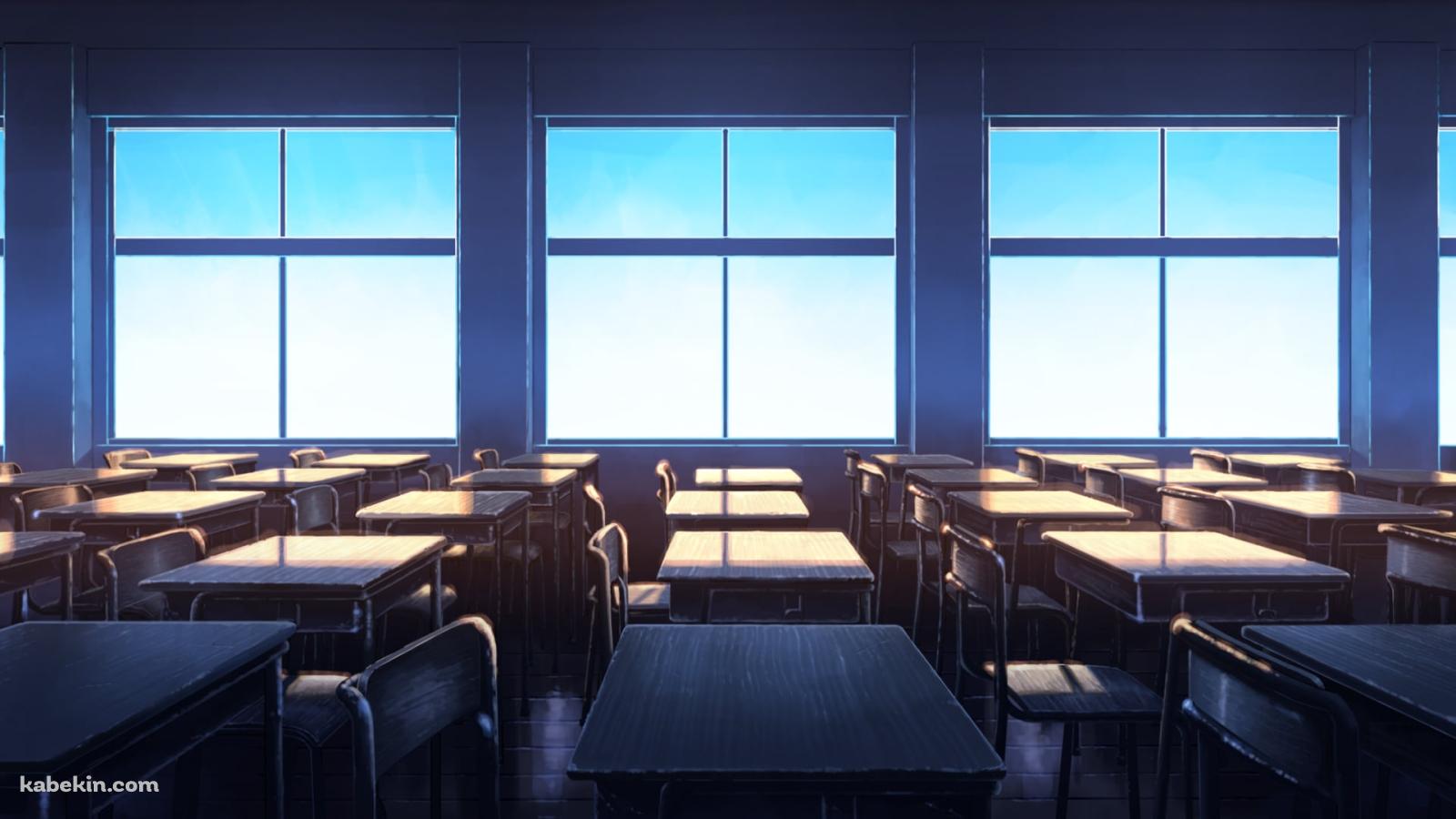 影のある教室と青空の壁紙(1600px x 900px) 高画質 PC・デスクトップ用