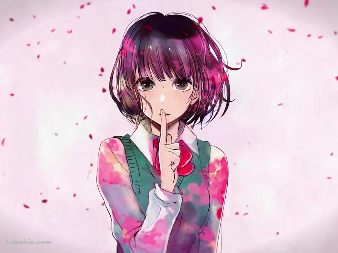 ナイショのポーズをする可愛い安楽岡 花火(やすおか はなび) / クズの本懐の壁紙(1152px x 864px) 高画質 PC・デスクトップ用