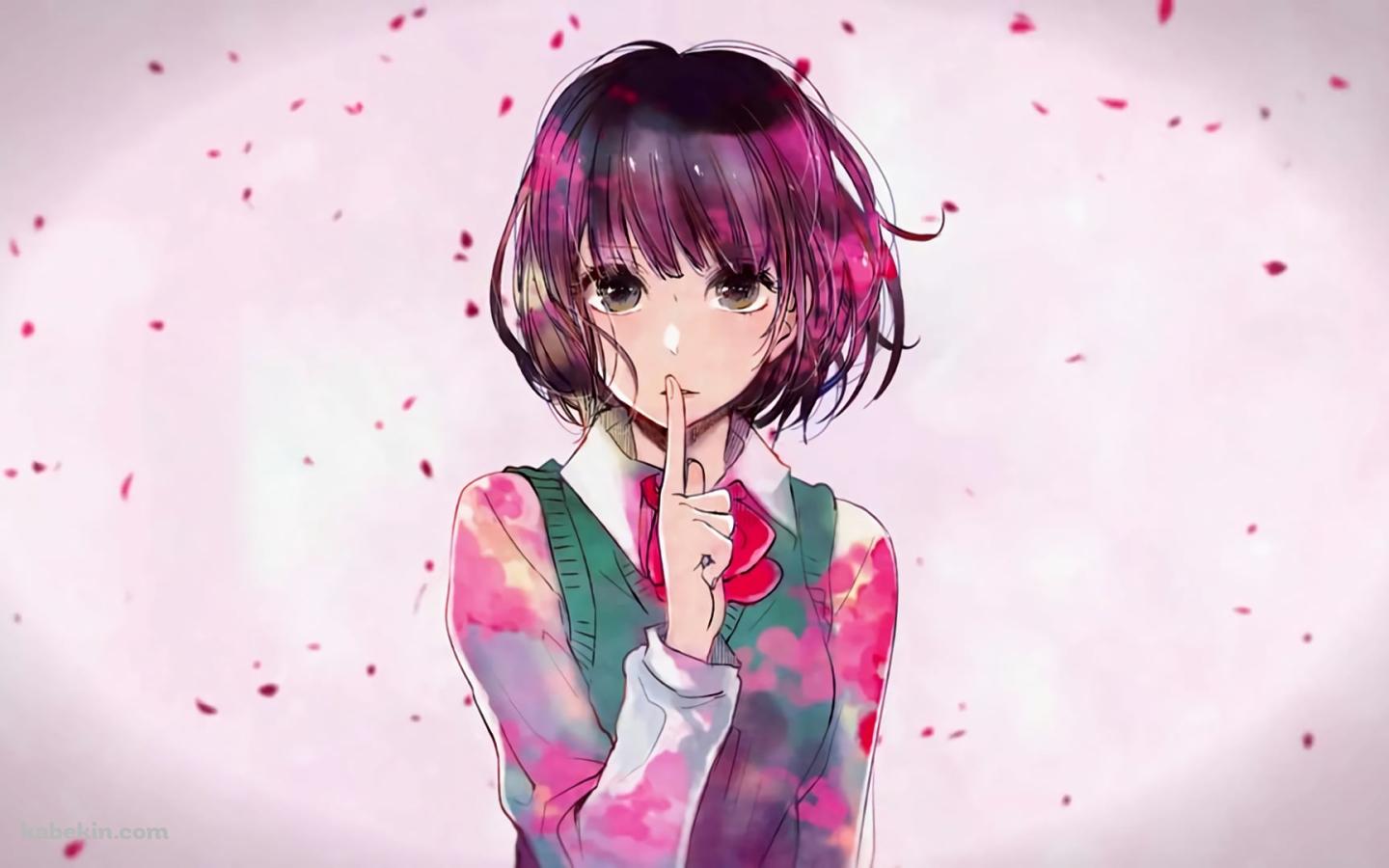 ナイショのポーズをする可愛い安楽岡 花火(やすおか はなび) / クズの本懐の壁紙(1440px x 900px) 高画質 PC・デスクトップ用
