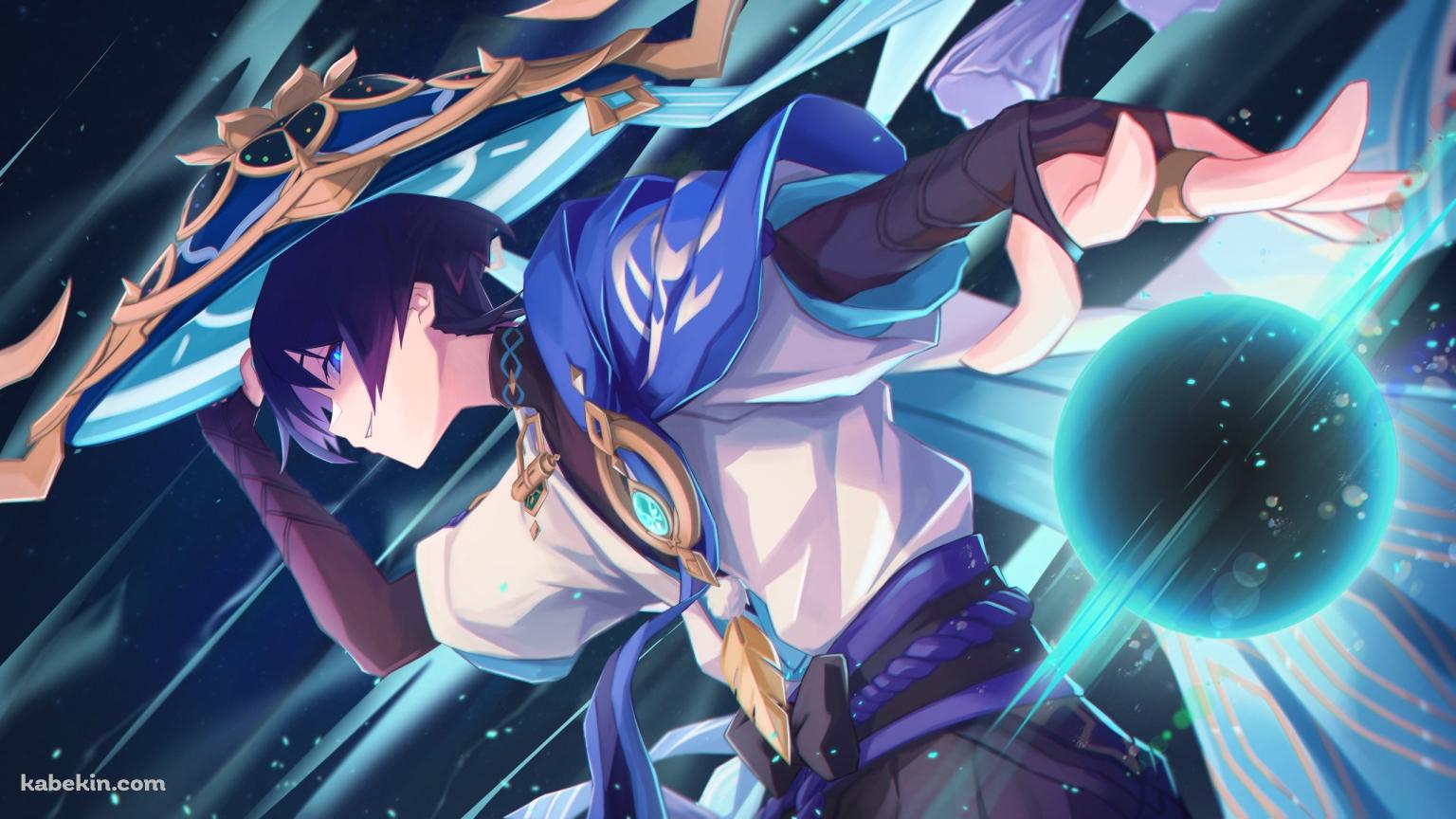 笠に手をかけながら魔法を詠唱するスカラマシュ / 放浪者 / 原神の壁紙(1536px x 864px) 高画質 PC・デスクトップ用