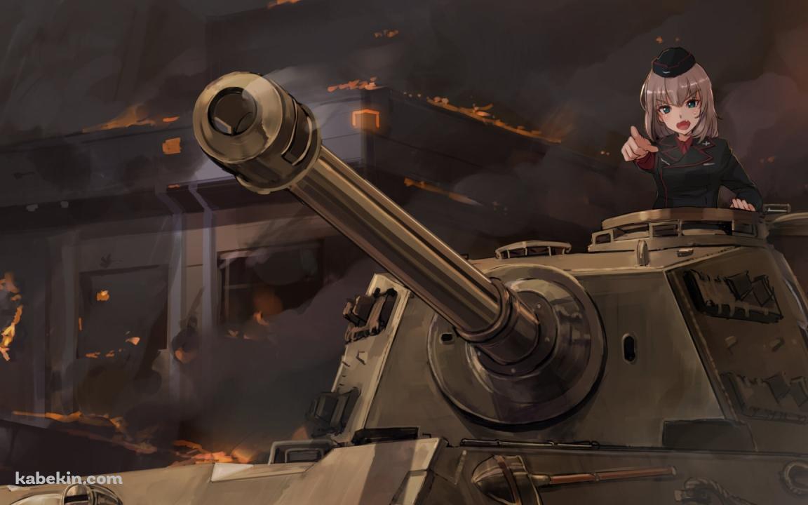 戦車に乗り進軍する逸見エリカ / ガールズ&パンツァーの壁紙(1152px x 720px) 高画質 PC・デスクトップ用