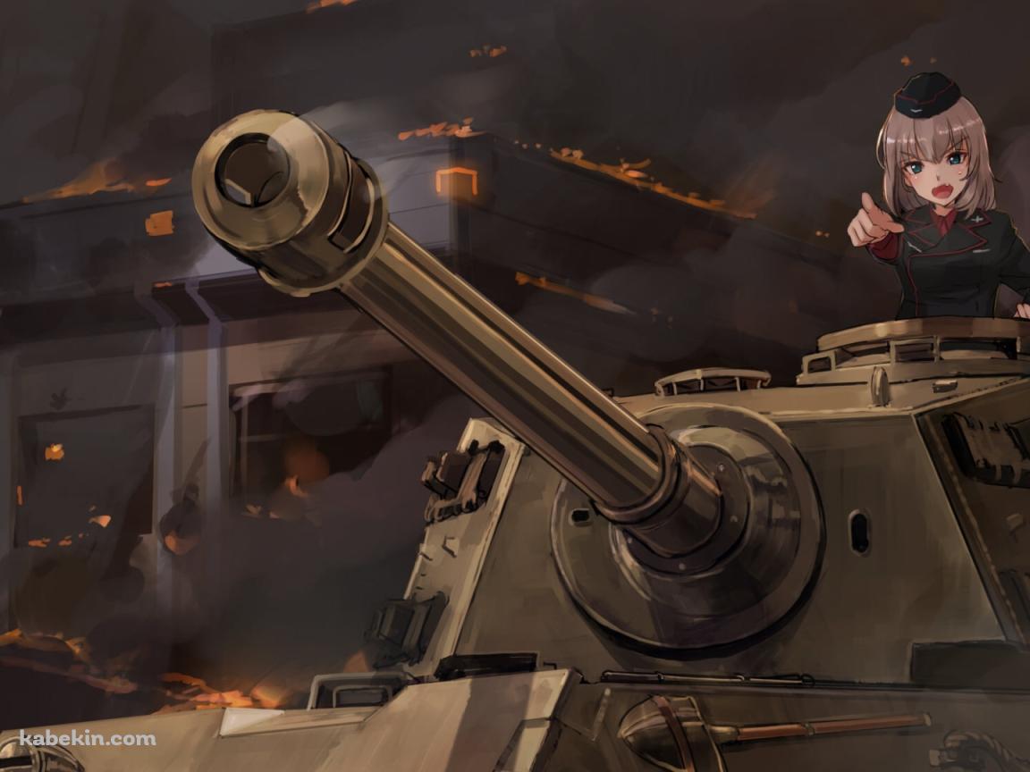 戦車に乗り進軍する逸見エリカ / ガールズ&パンツァーの壁紙(1152px x 864px) 高画質 PC・デスクトップ用