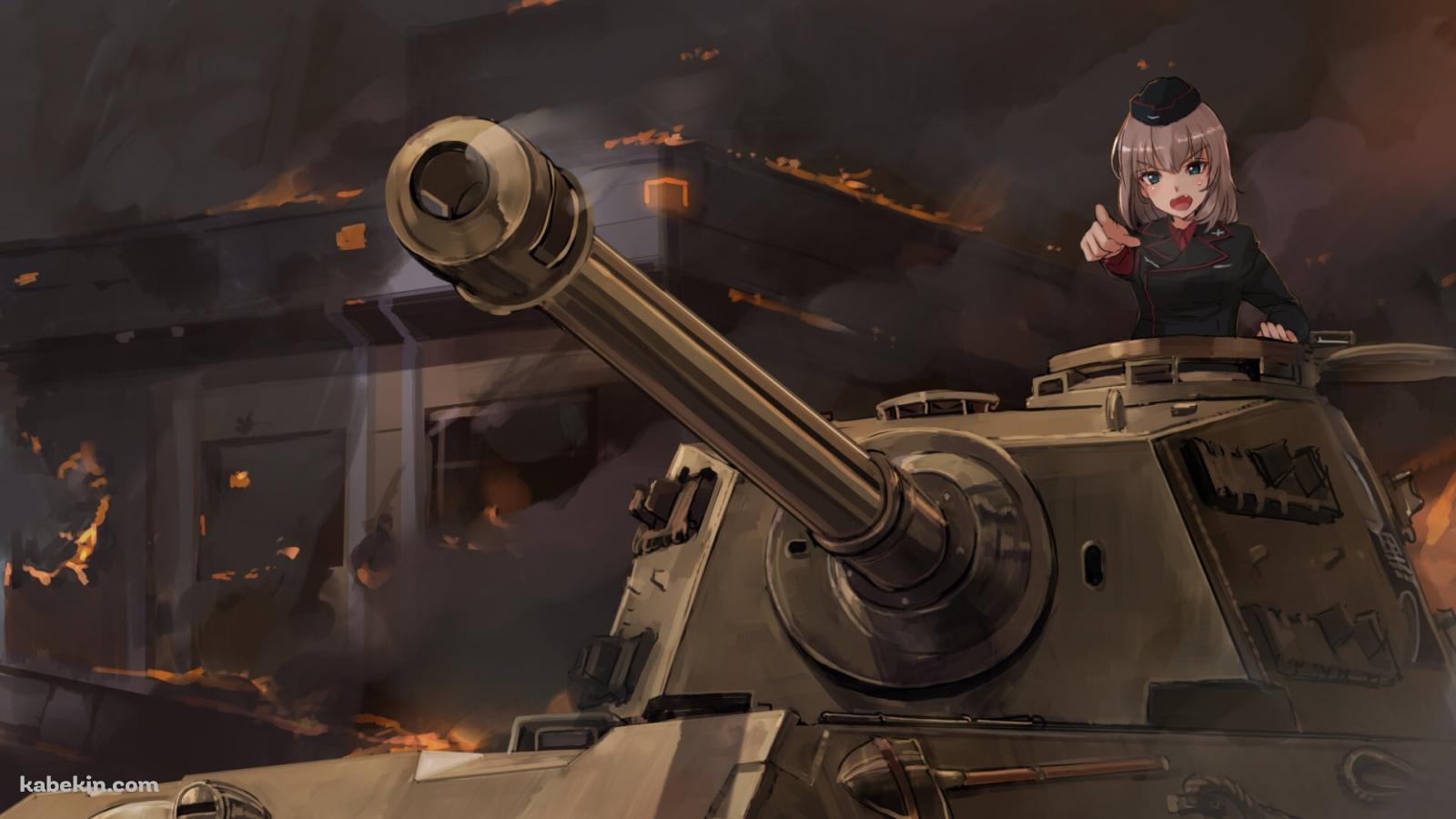 戦車に乗り進軍する逸見エリカ / ガールズ&パンツァーの壁紙(1600px x 900px) 高画質 PC・デスクトップ用