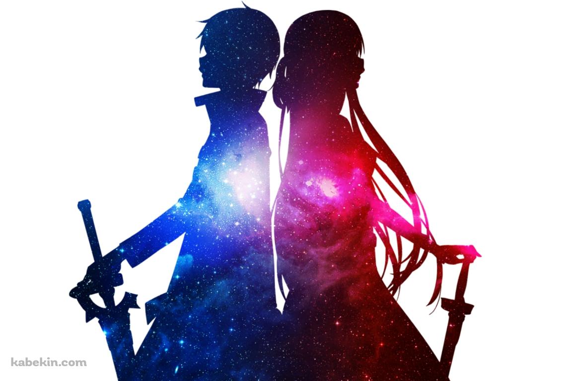 アスナとキリアス / 青とピンクの宇宙 / SAO / ソードアートオンラインの壁紙(1152px x 768px) 高画質 PC・デスクトップ用