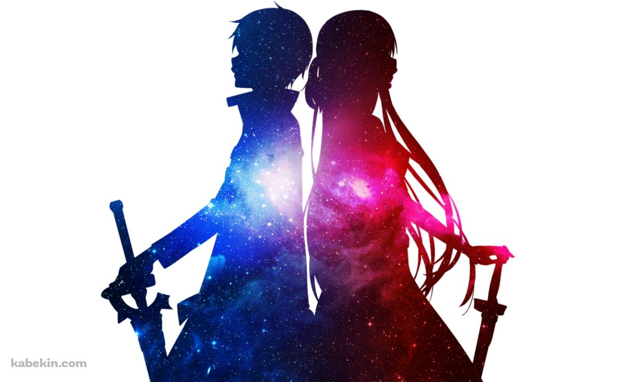 アスナとキリアス / 青とピンクの宇宙 / SAO / ソードアートオンラインの壁紙(1280px x 768px) 高画質 PC・デスクトップ用
