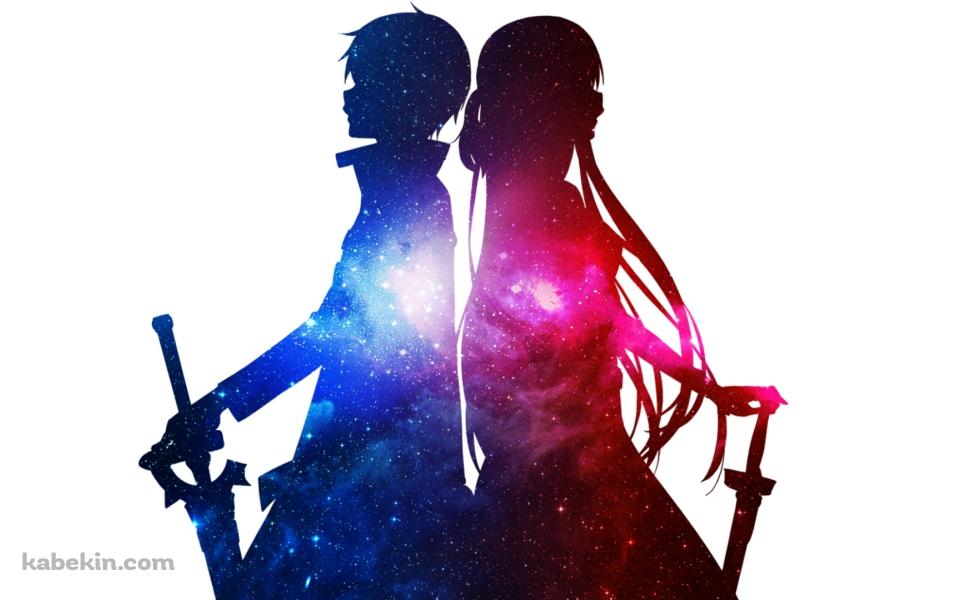 アスナとキリアス / 青とピンクの宇宙 / SAO / ソードアートオンラインの壁紙(960px x 600px) 高画質 PC・デスクトップ用