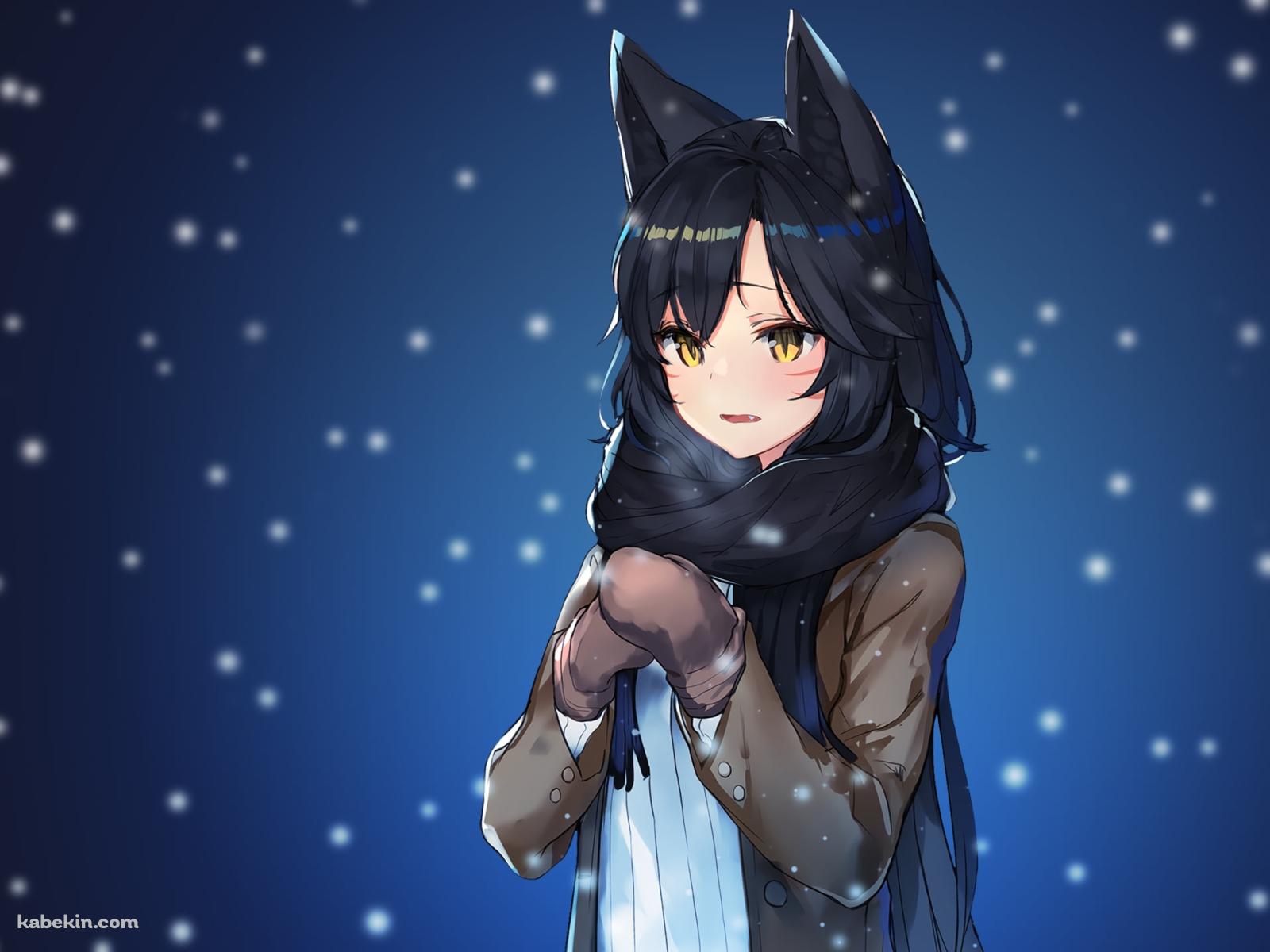 雪の中、黒いマフラーを巻いた可愛いアーリ / 九尾の狐 / リーグ・オブ・レジェンドの壁紙(1600px x 1200px) 高画質 PC・デスクトップ用