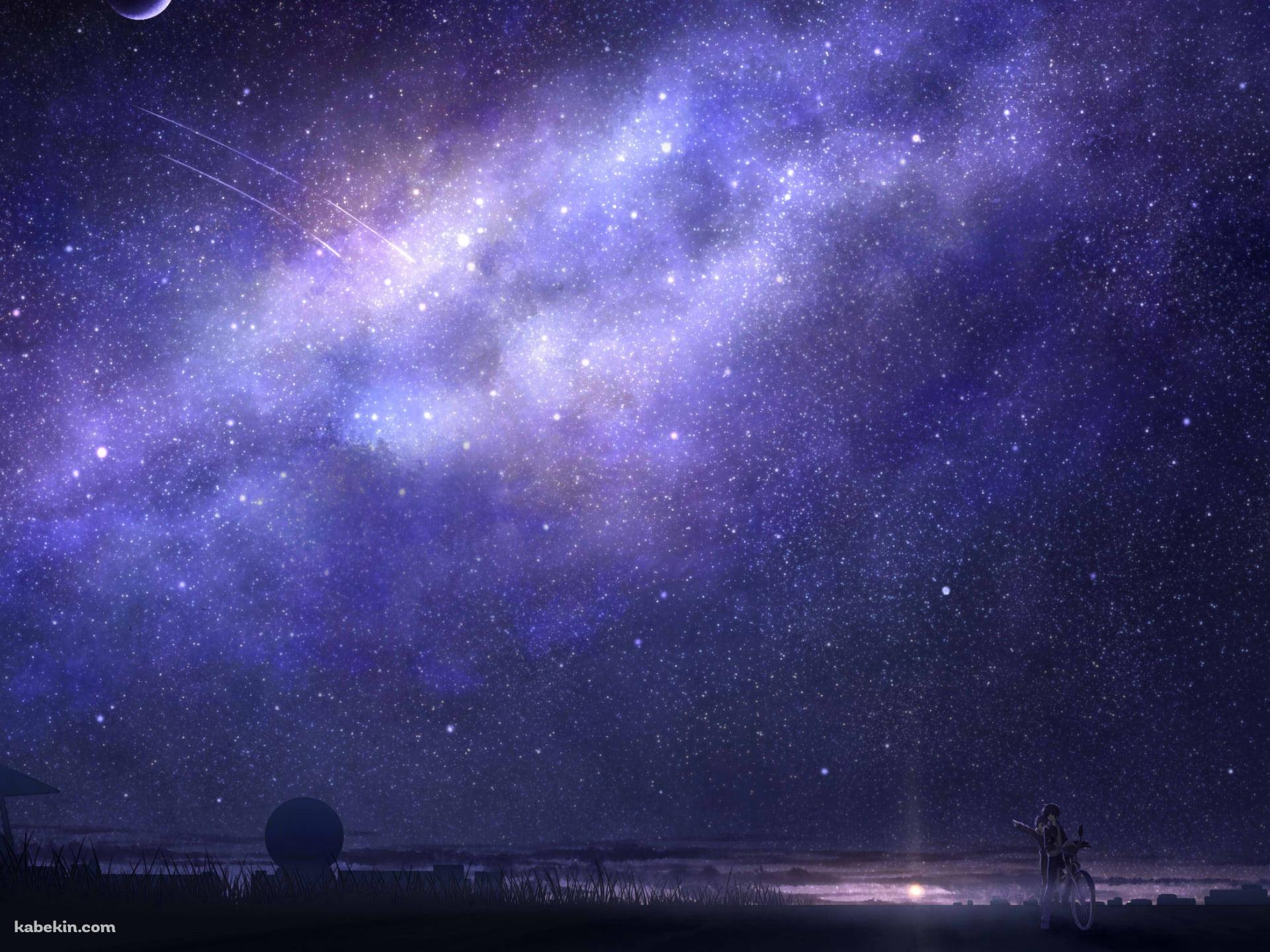 紫がかった月と満天の星 / 流れ星 / 自転車の壁紙(1920px x 1440px) 高画質 PC・デスクトップ用