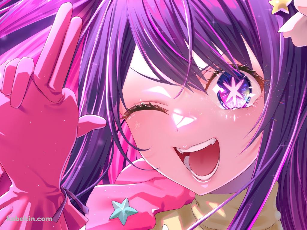 手で鉄砲を作りながらウィンクする星野アイ / 推しの子の壁紙(1024px x 768px) 高画質 PC・デスクトップ用