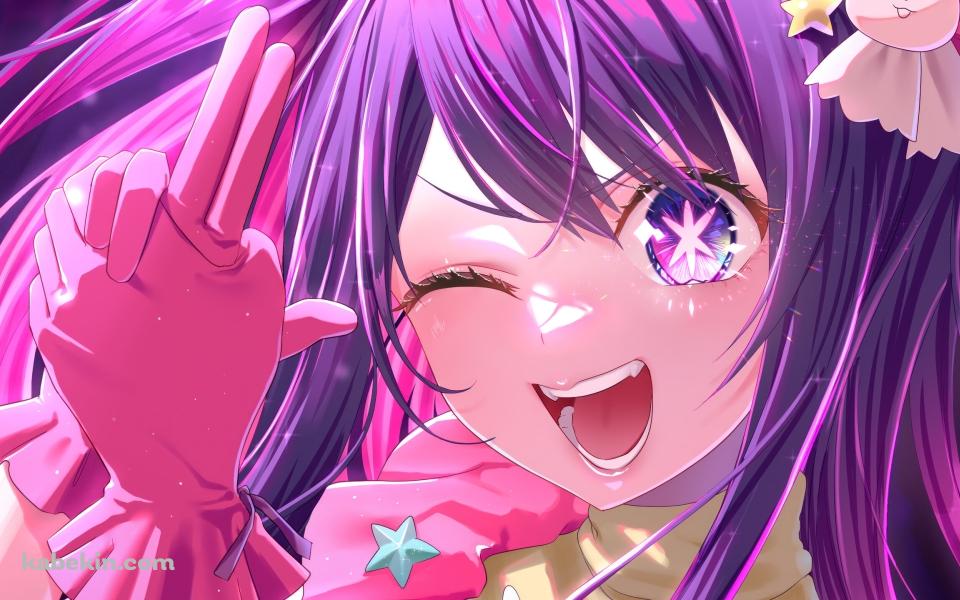 手で鉄砲を作りながらウィンクする星野アイ / 推しの子の壁紙(960px x 600px) 高画質 PC・デスクトップ用