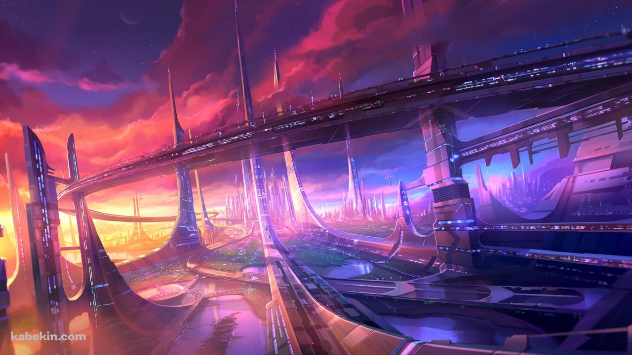 近未来の高層にある都市の壁紙(1280px x 720px) 高画質 PC・デスクトップ用