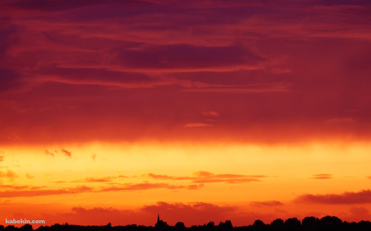グラデーションの夕陽と森のシルエットの壁紙(1440px x 900px) 高画質 PC・デスクトップ用