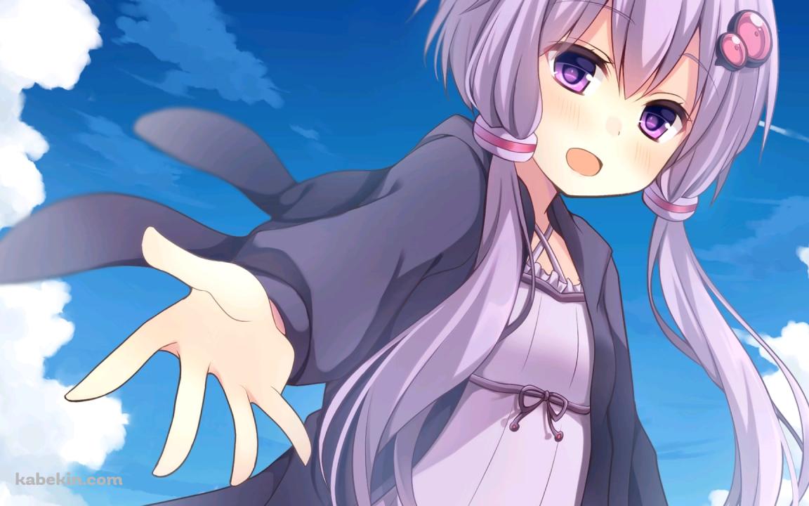 青空と手を差し伸べる結月ゆかり / ボイスロイド / ボーカロイドの壁紙(1152px x 720px) 高画質 PC・デスクトップ用