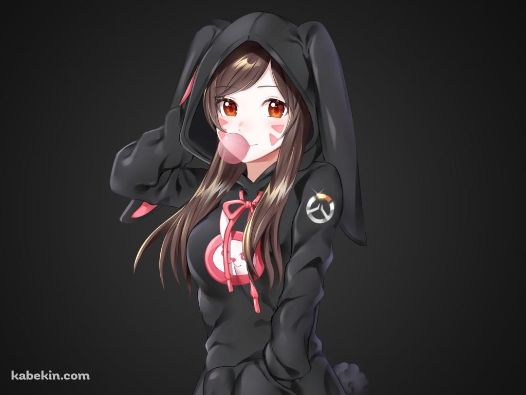 黒いパーカーを着たd.va / オーバーウォッチの壁紙(1024px x 768px) 高画質 PC・デスクトップ用