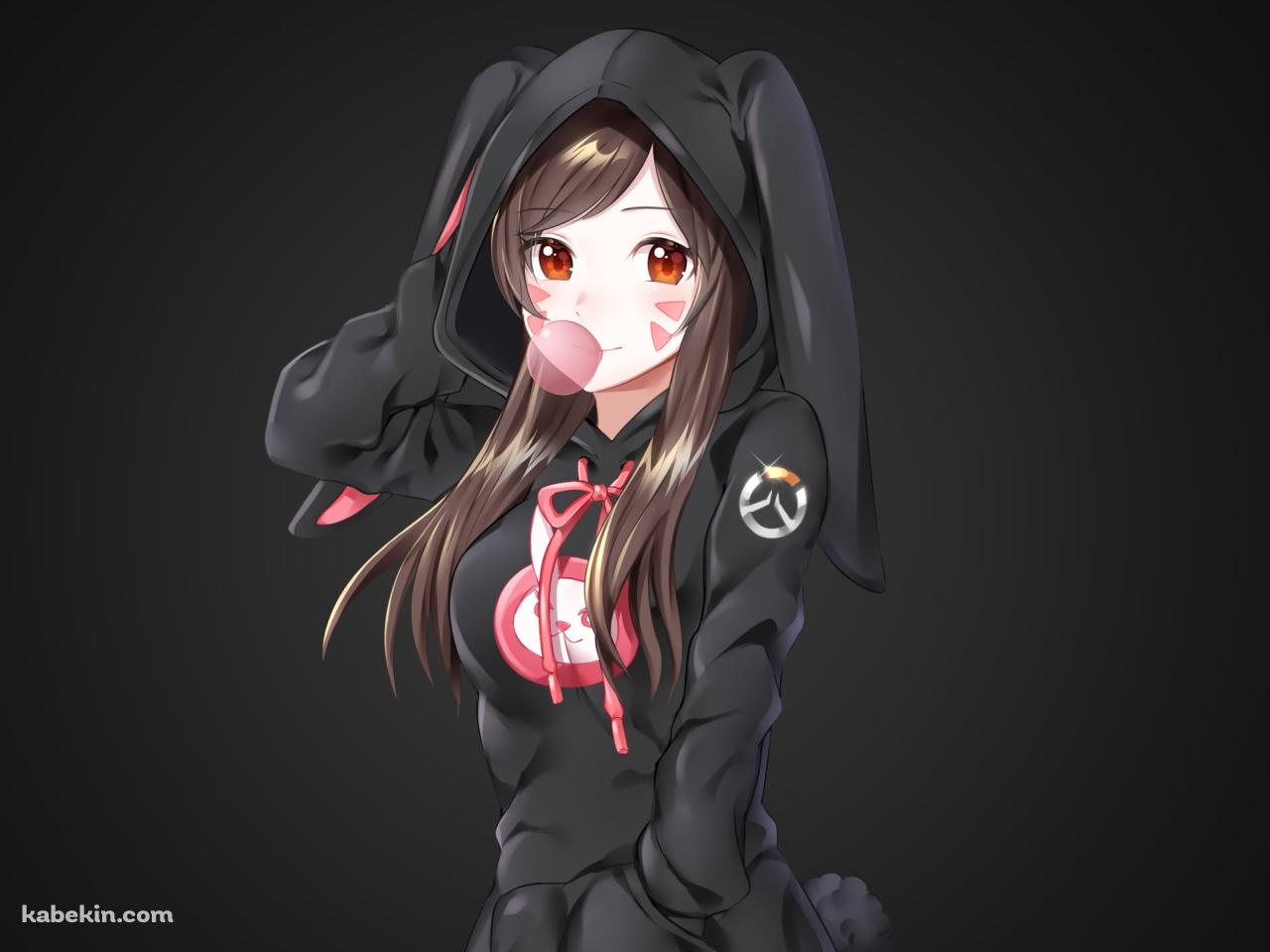 黒いパーカーを着たd.va / オーバーウォッチの壁紙(1280px x 960px) 高画質 PC・デスクトップ用