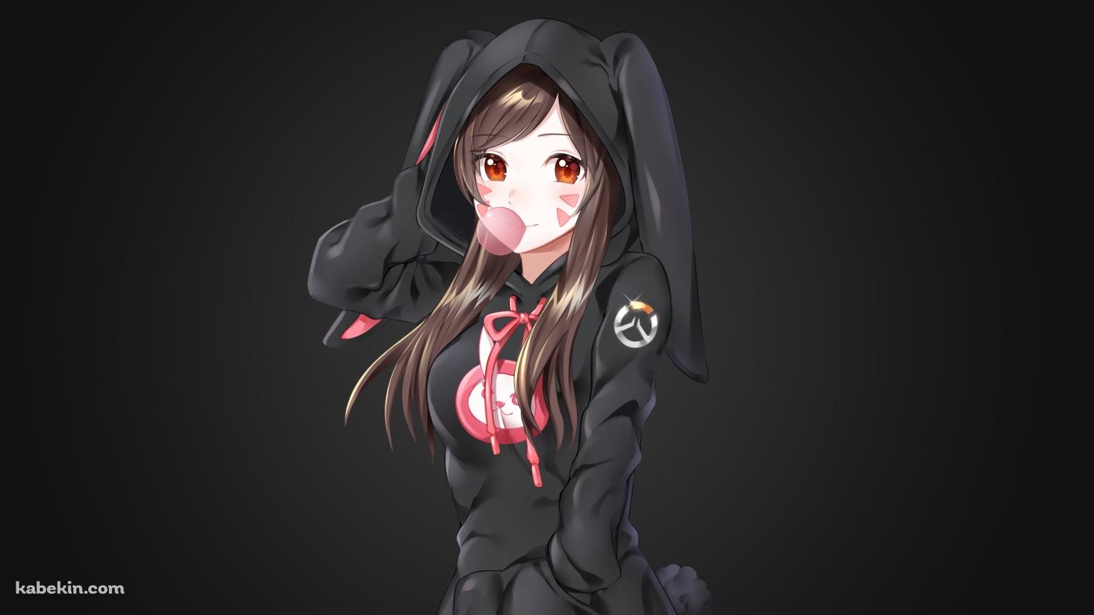 黒いパーカーを着たd.va / オーバーウォッチの壁紙(1536px x 864px) 高画質 PC・デスクトップ用