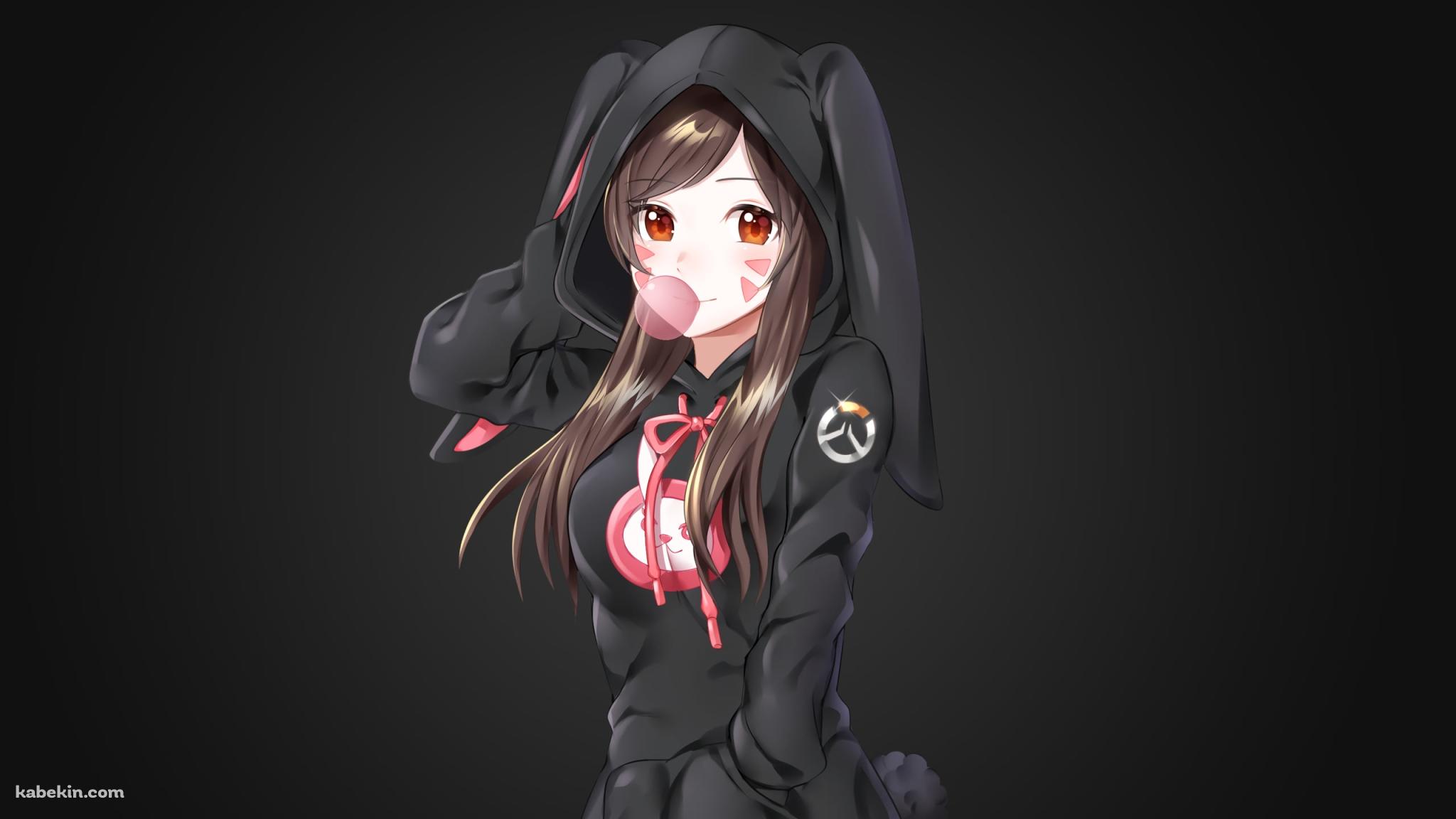 黒いパーカーを着たd.va / オーバーウォッチの壁紙(2048px x 1152px) 高画質 PC・デスクトップ用
