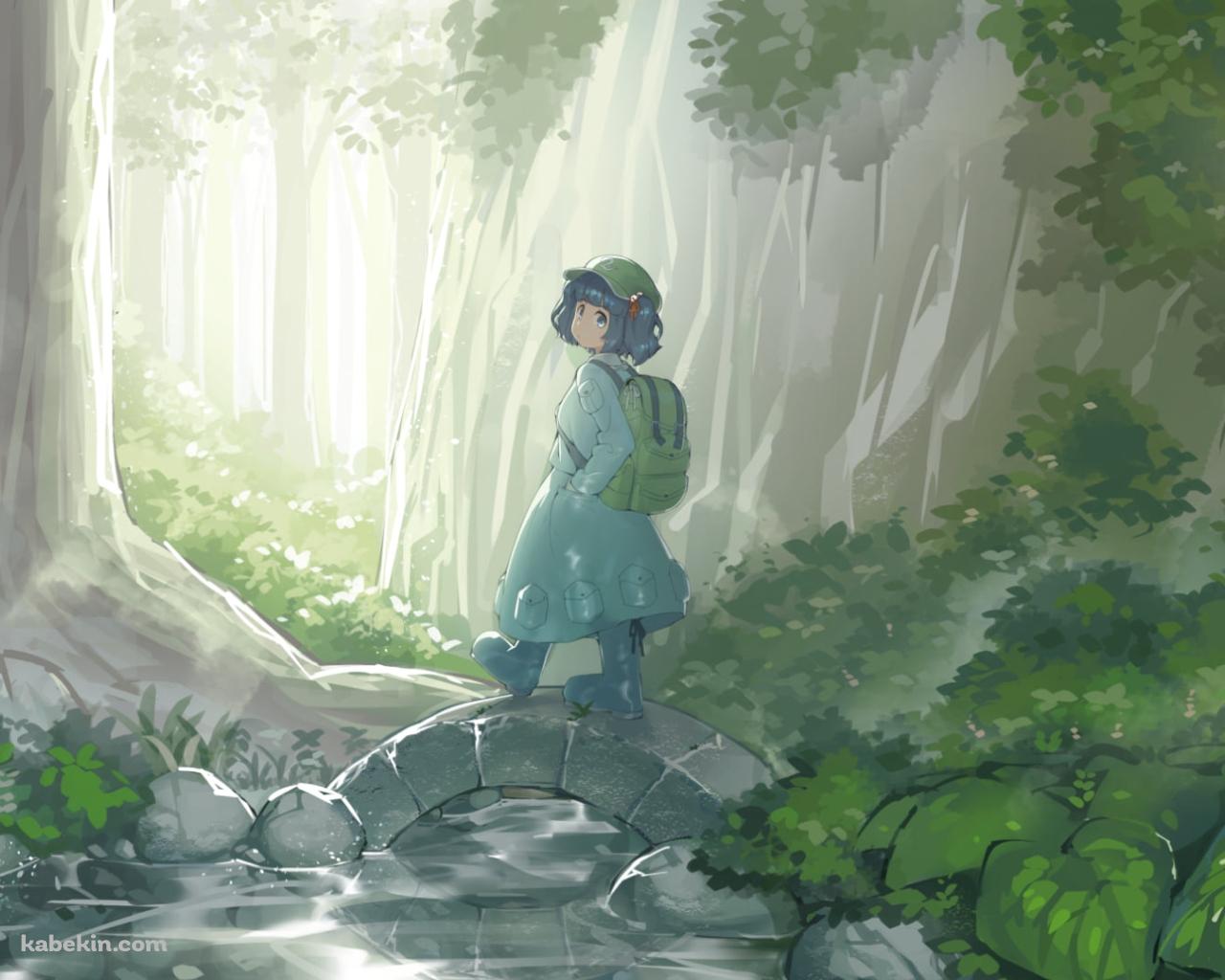 トレッキングをする河城にとり / 東方の壁紙(1280px x 1024px) 高画質 PC・デスクトップ用
