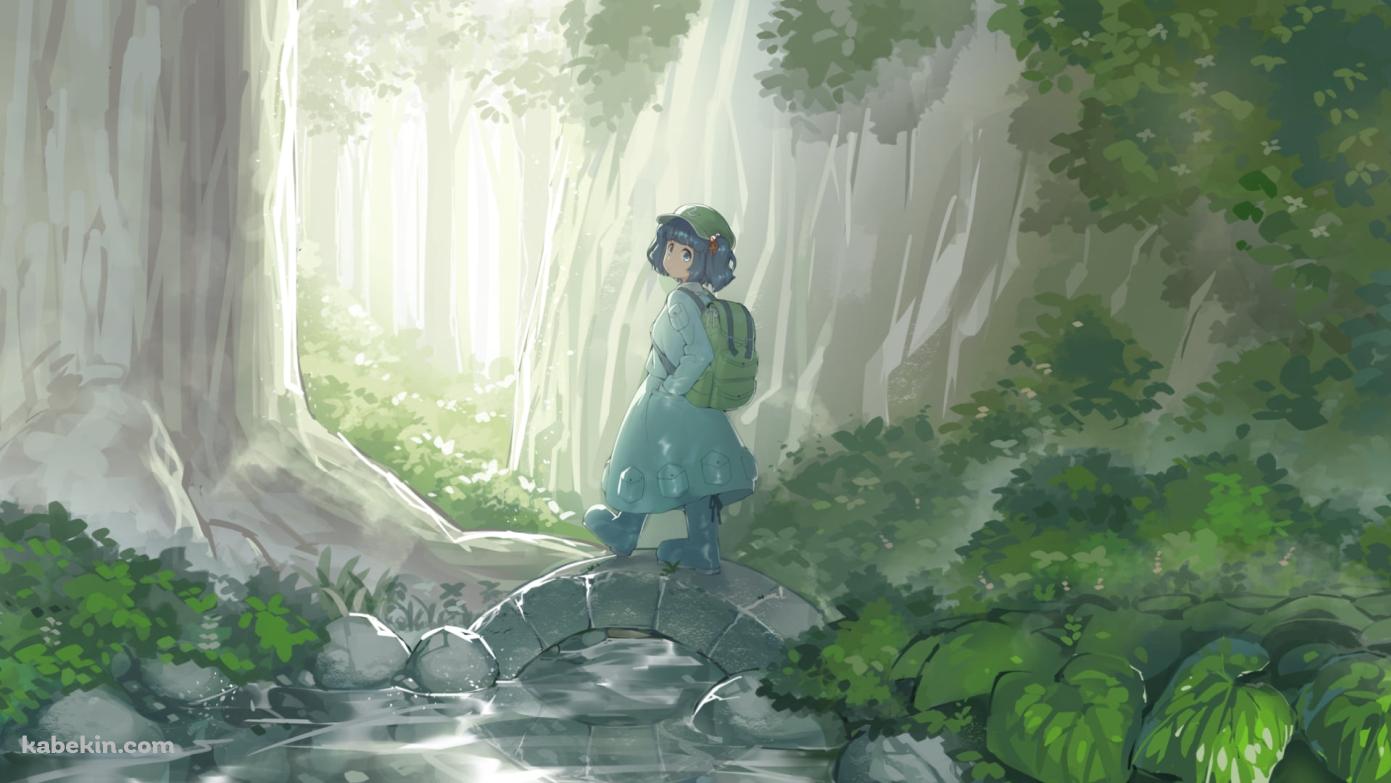 トレッキングをする河城にとり / 東方の壁紙(1391px x 783px) 高画質 PC・デスクトップ用