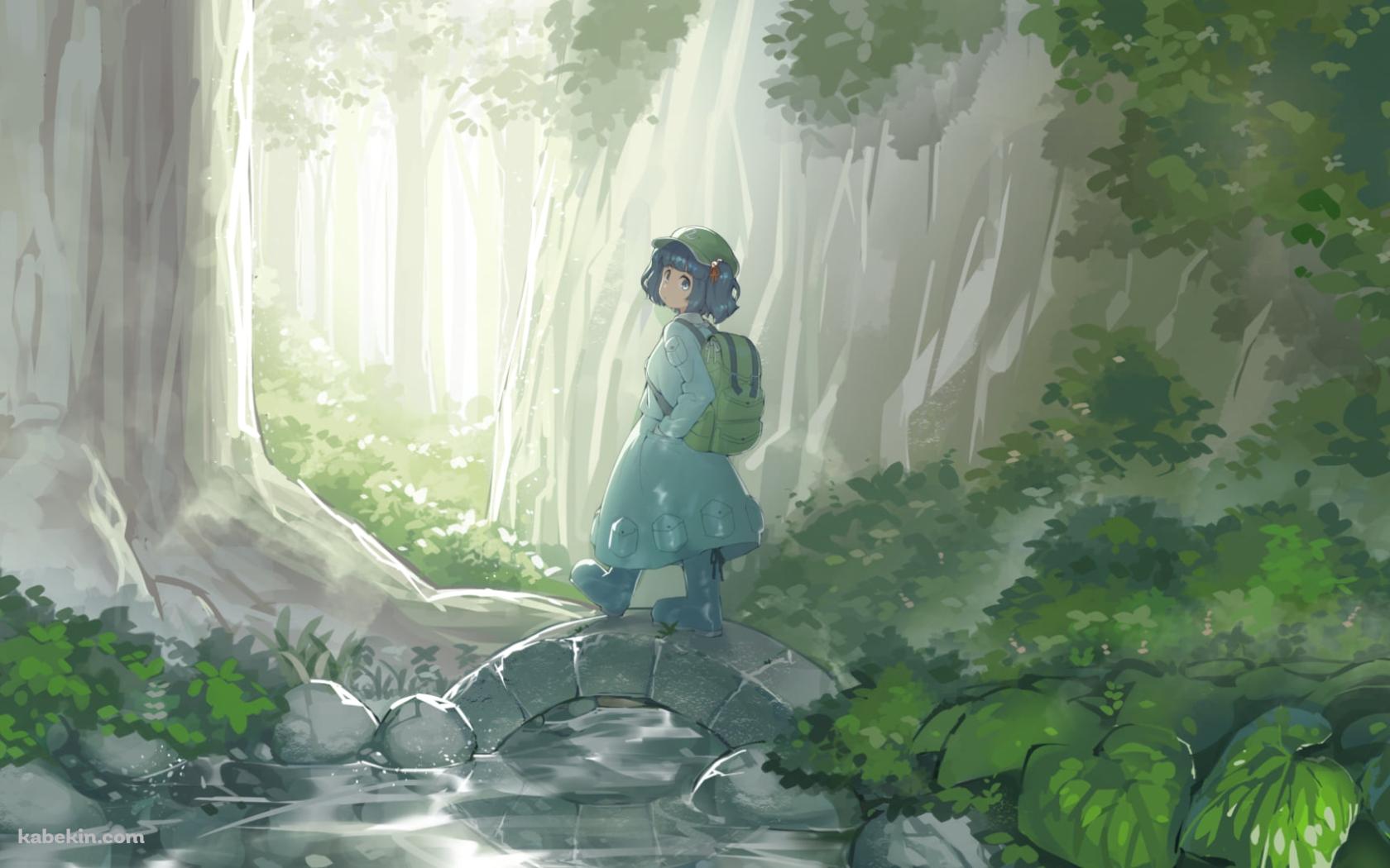 トレッキングをする河城にとり / 東方の壁紙(1680px x 1050px) 高画質 PC・デスクトップ用