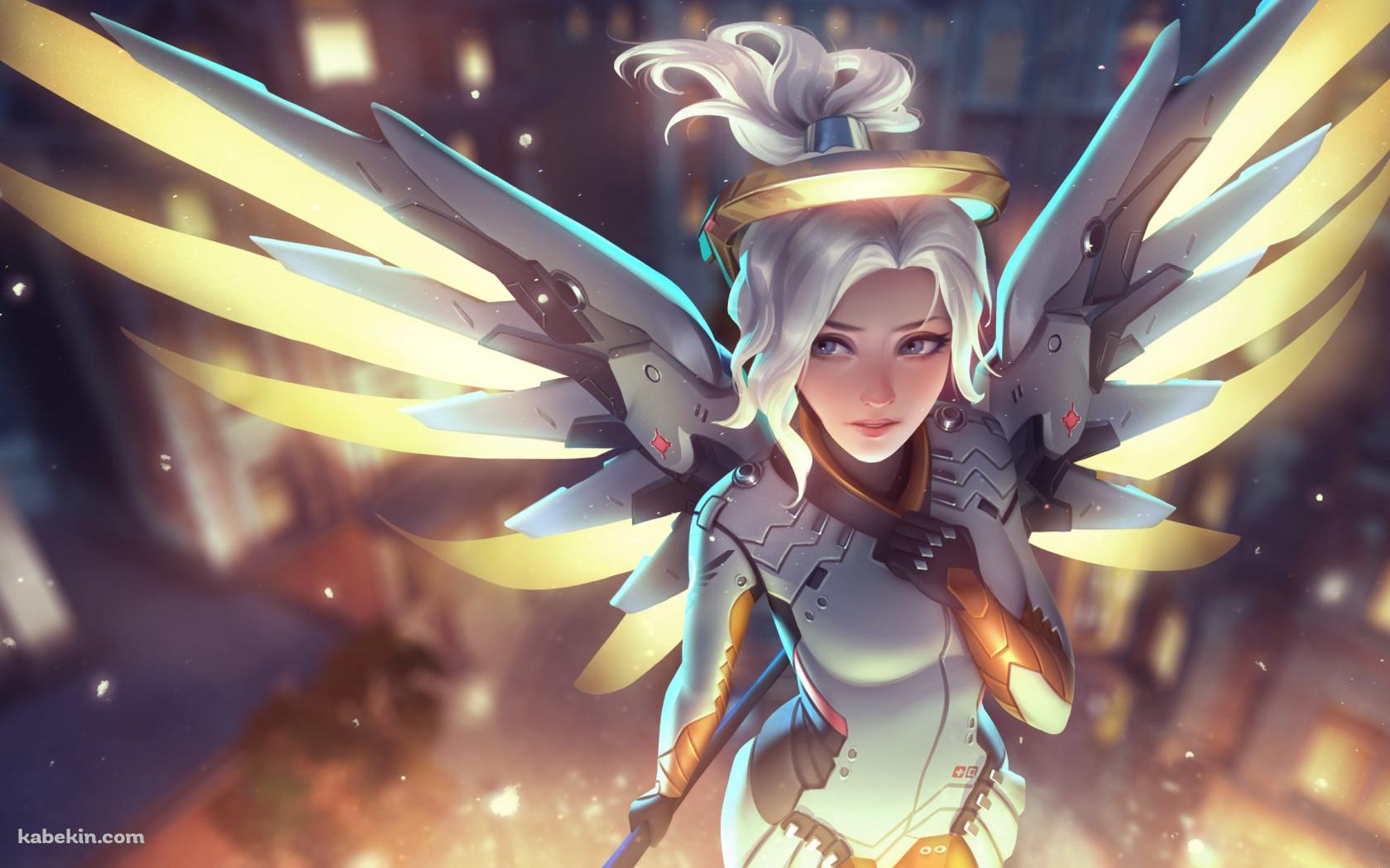 胸元に手をあてるマーシー / ヒーロー / Mercy / オーバーウォッチの壁紙(1680px x 1050px) 高画質 PC・デスクトップ用