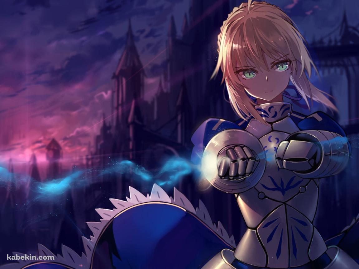 城と青の甲冑を着たセイバー / アルトリア・ペンドラゴン / セイバー・リリィ / フェイト/ステイナイトの壁紙(1152px x 864px) 高画質 PC・デスクトップ用