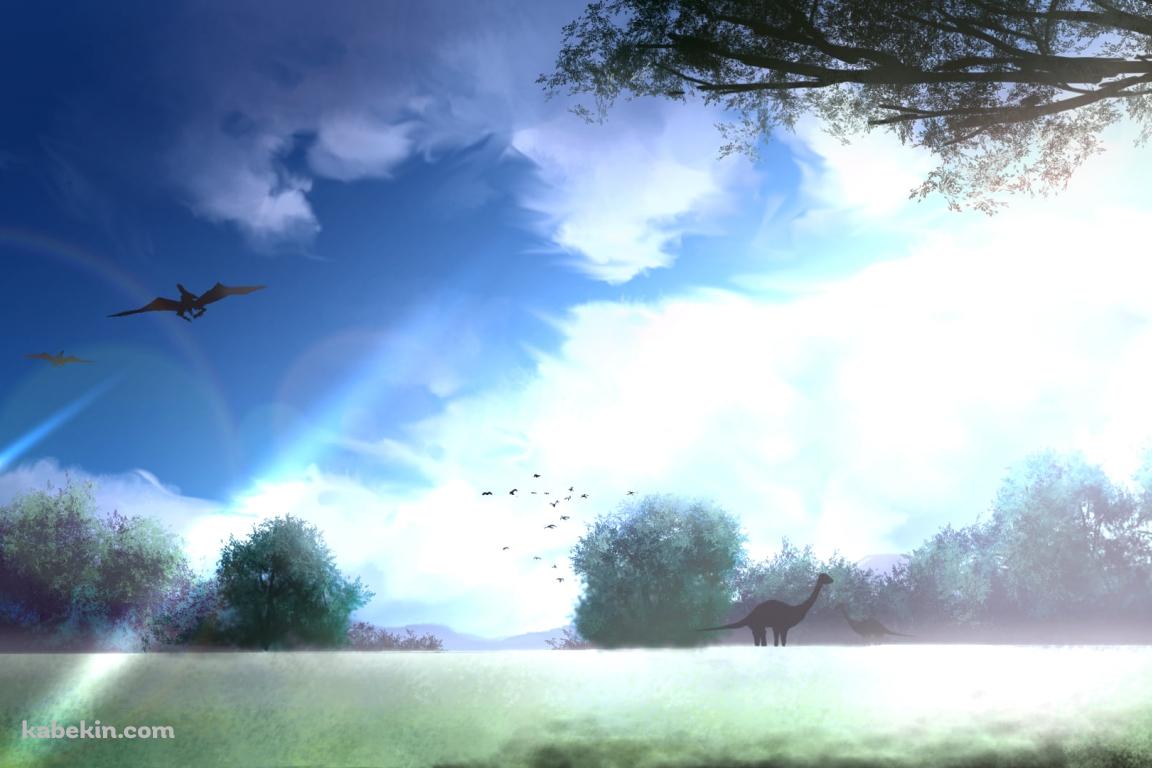 恐竜がいる風景の壁紙(1152px x 768px) 高画質 PC・デスクトップ用
