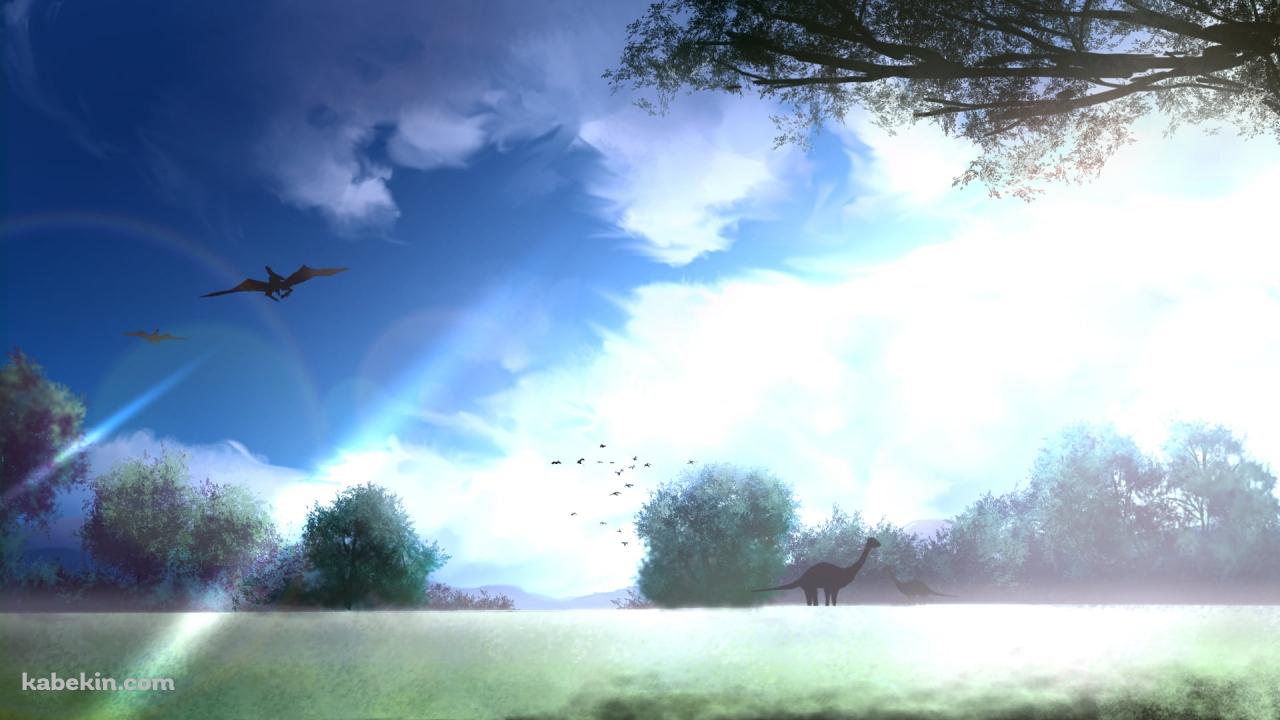 恐竜がいる風景の壁紙(1280px x 720px) 高画質 PC・デスクトップ用