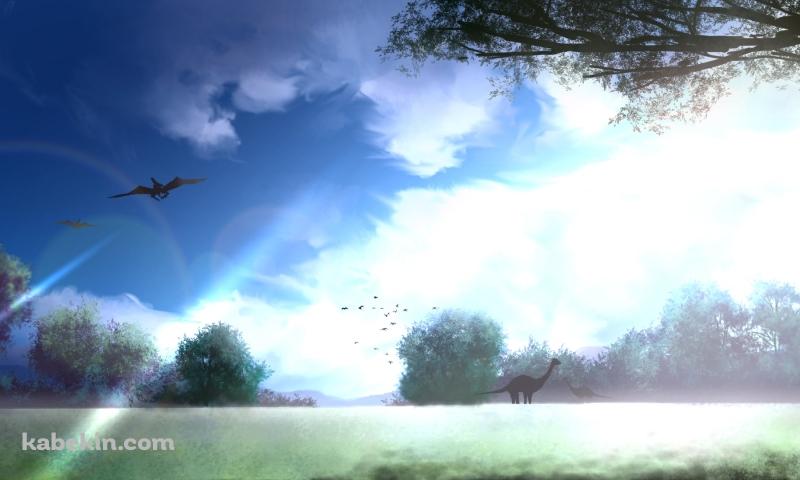 恐竜がいる風景の壁紙(800px x 480px) 高画質 PC・デスクトップ用