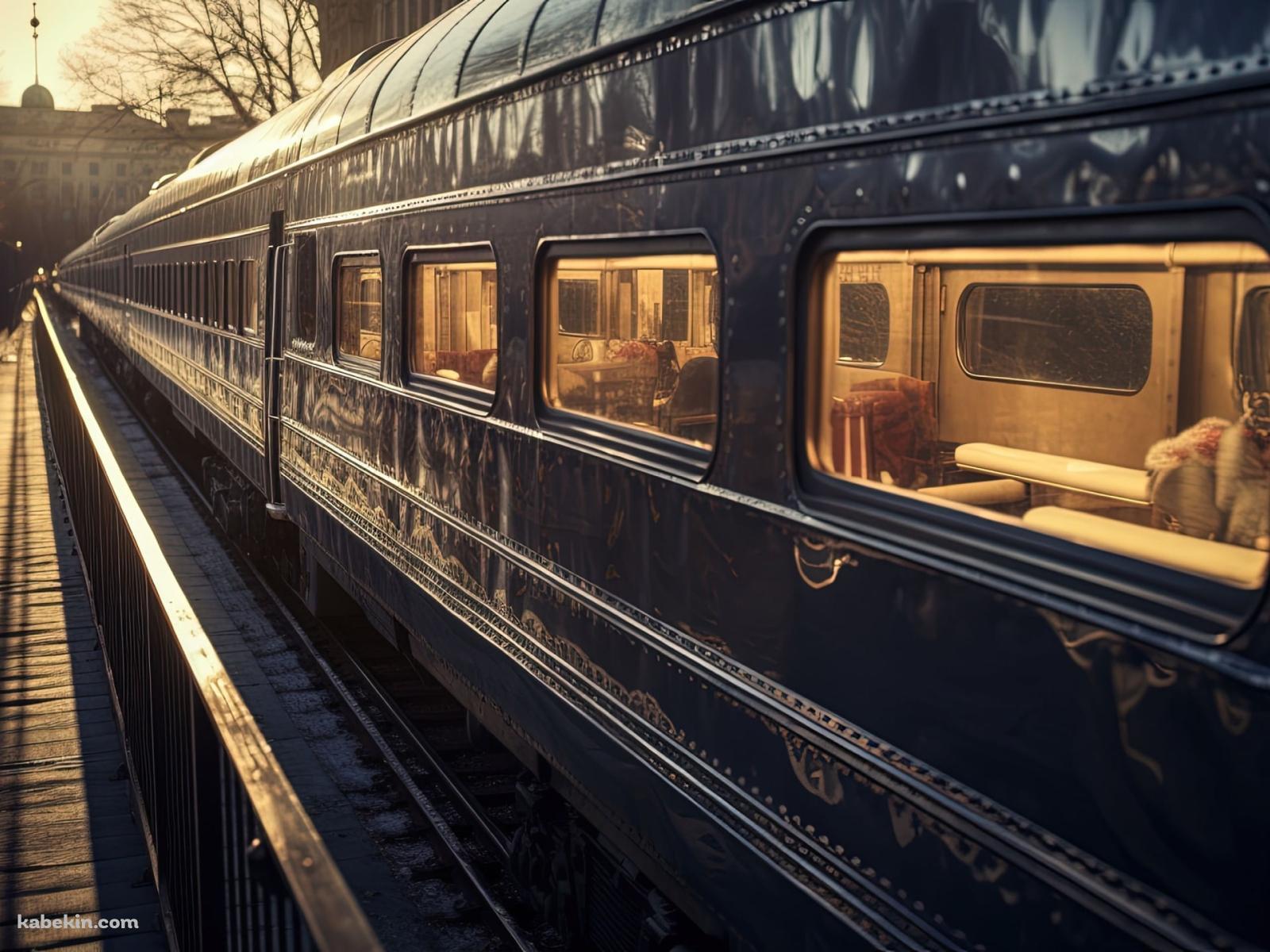停車中の高級感のある青い寝台列車の壁紙(1600px x 1200px) 高画質 PC・デスクトップ用