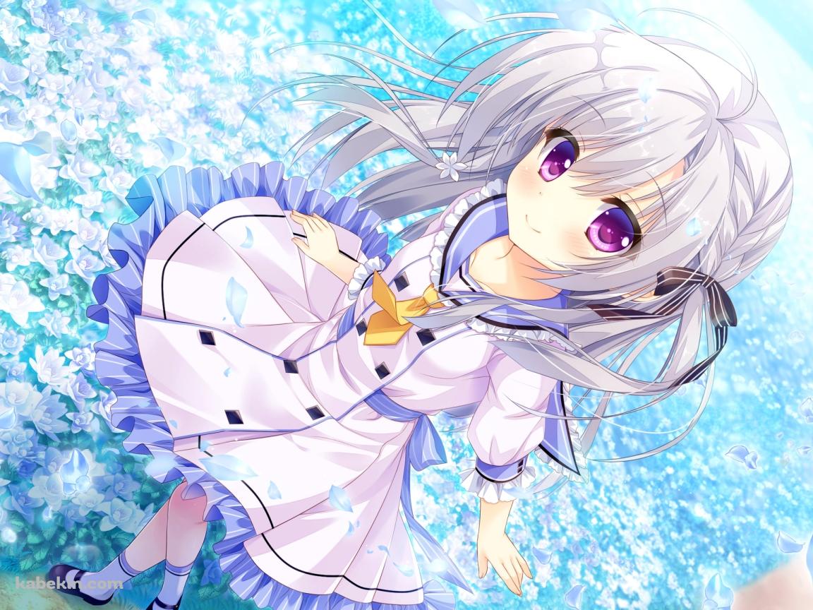 青い花畑と可愛いレン / 枯れない世界と終わる花の壁紙(1152px x 864px) 高画質 PC・デスクトップ用