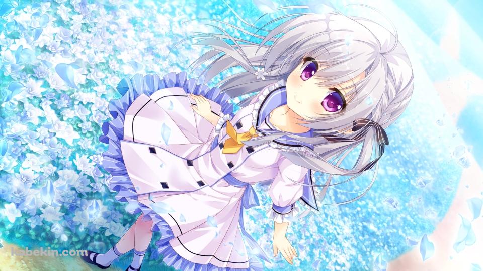 青い花畑と可愛いレン / 枯れない世界と終わる花の壁紙(960px x 540px) 高画質 PC・デスクトップ用
