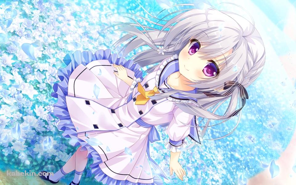 青い花畑と可愛いレン / 枯れない世界と終わる花の壁紙(960px x 600px) 高画質 PC・デスクトップ用