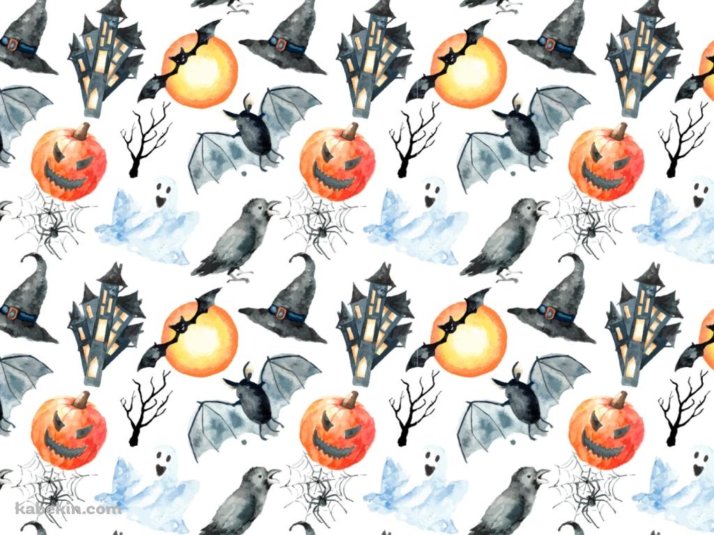 コウモリ / パンプキン / 鴉 / 蜘蛛 / 魔女の帽子 / お化け / ハロウィンの壁紙(1024px x 768px) 高画質 PC・デスクトップ用