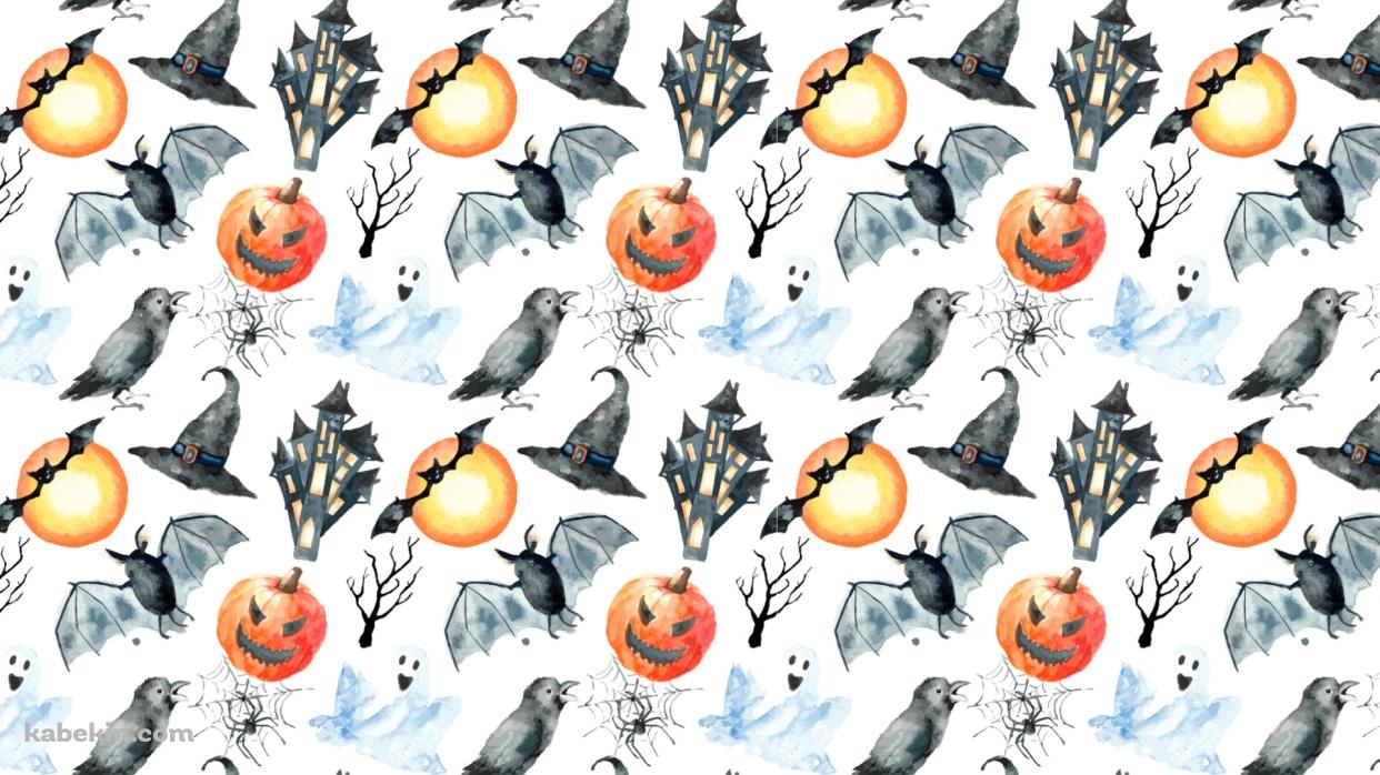 コウモリ / パンプキン / 鴉 / 蜘蛛 / 魔女の帽子 / お化け / ハロウィンの壁紙(1242px x 698px) 高画質 PC・デスクトップ用